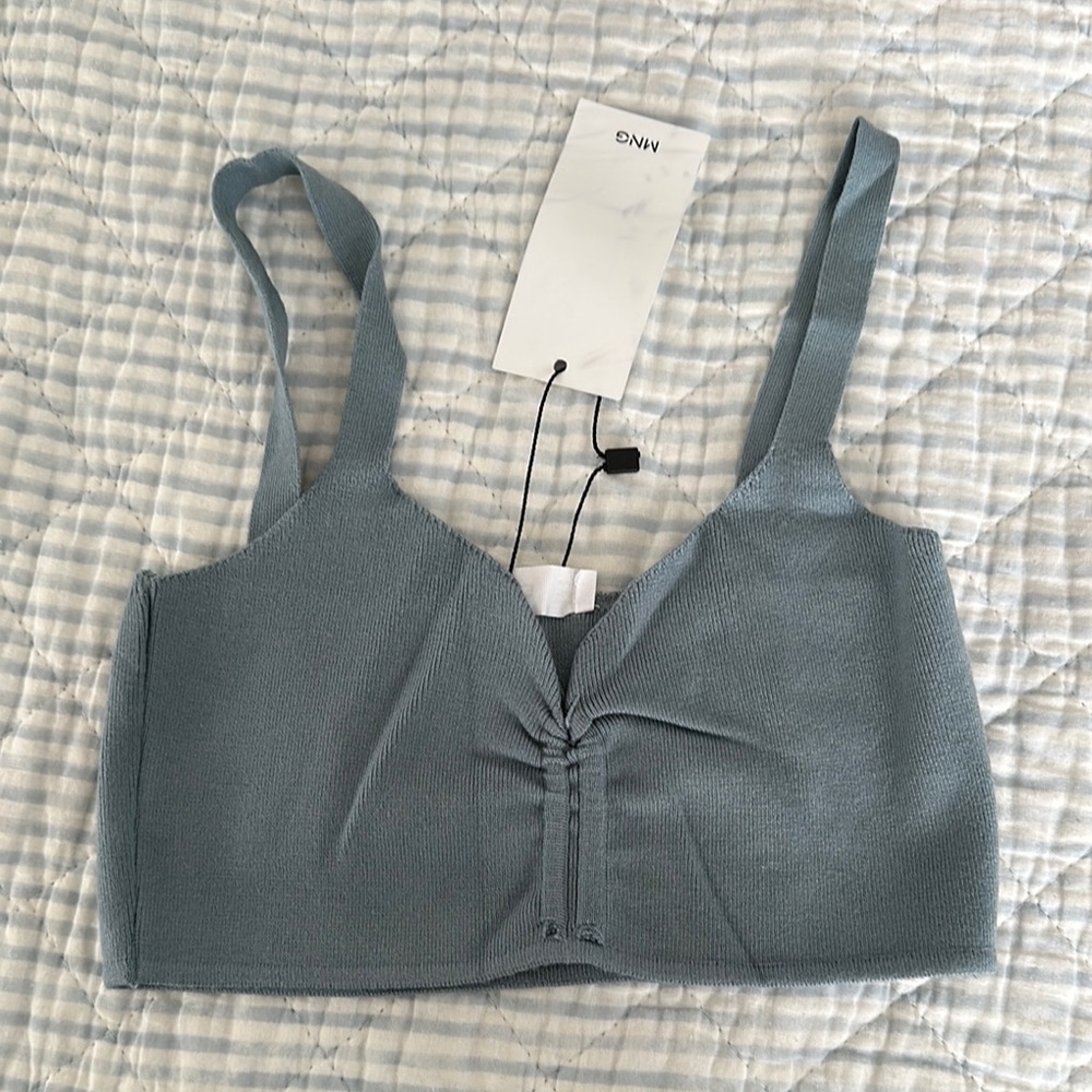 Blue Ribbed Bralette